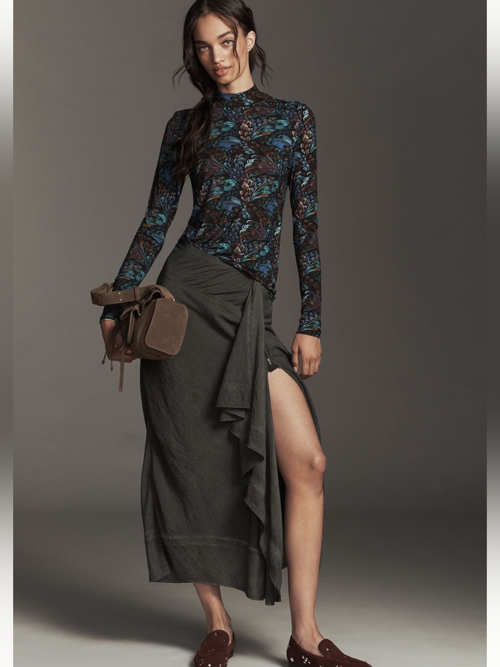 Anthropologie X Scotch & Soda Long-Sleeve Allover Printed Top In Pheasant!